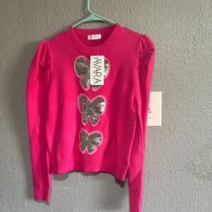 Pink Sweater with Sequin Bows
